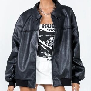 Princess Polly Goldsmith Faux Leather Bomber Jacket Black US 8 - never worn